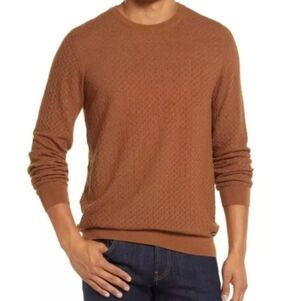 BRAX FEEL GOOD Size L Rick Crewneck Sweater Diamond Knit Merino/Silk